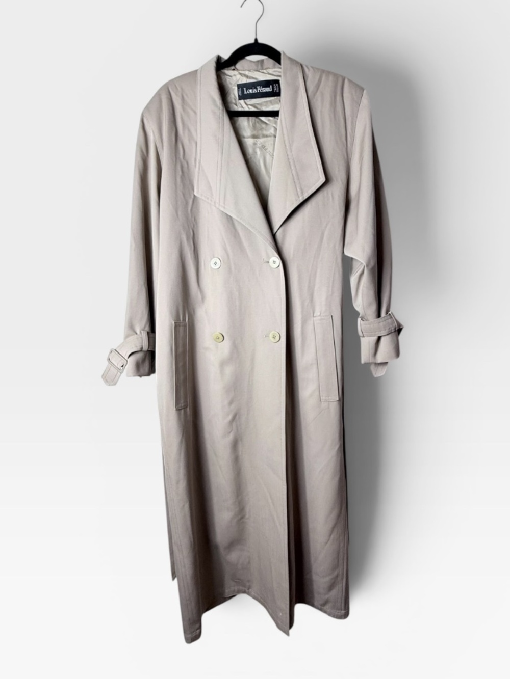 Louis Feraud Beige Trench Coat‎ Size 6 Fall Winter (NOTE FLAW) (A)